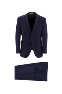 Erkek Giyim - Slim Fit Yünlü Klasik  Kuşgözü Takım Elbise