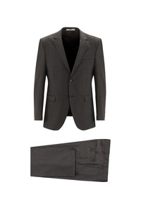 Erkek Giyim - Slim Fit Yünlü Ekose Takım Elbise