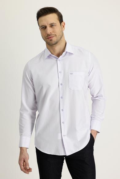 Erkek Giyim - LİLA L Beden Uzun Kol Regular Fit Desenli Gömlek