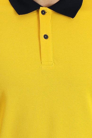Erkek Giyim - NEON SARI S Beden Polo Yaka Slim Fit Desenli Tişört