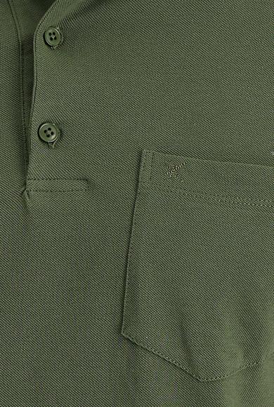 Erkek Giyim - ORTA HAKİ M Beden Polo Yaka Regular Fit Nakışlı Tişört