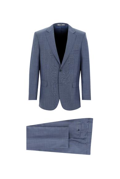 Erkek Giyim - AÇIK MAVİ 50 Beden Relax Fit Kareli Takım Elbise