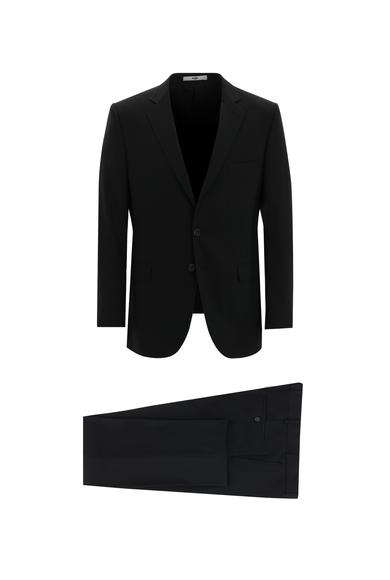 Erkek Giyim - SİYAH 54 Beden Slim Fit Yünlü Klasik Takım Elbise