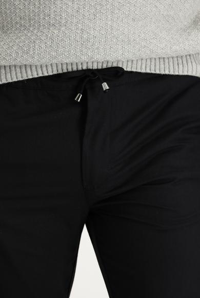 Erkek Giyim - SİYAH 52 Beden Slim Fit Beli Lastikli İpli Spor Pantolon