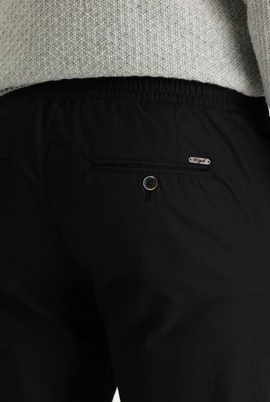 Erkek Giyim - SİYAH 54 Beden Slim Fit Beli Lastikli İpli Spor Pantolon