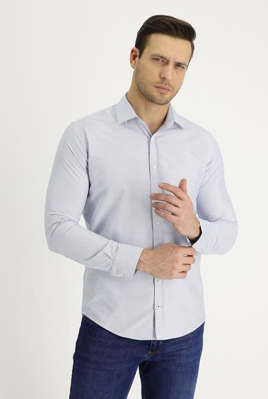 Erkek Giyim - AÇIK MAVİ XL Beden Uzun Kol Desenli Gömlek