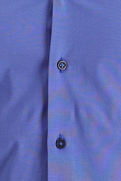 Erkek Giyim - KOYU LACİVERT XS Beden Uzun Kol Desenli Gömlek