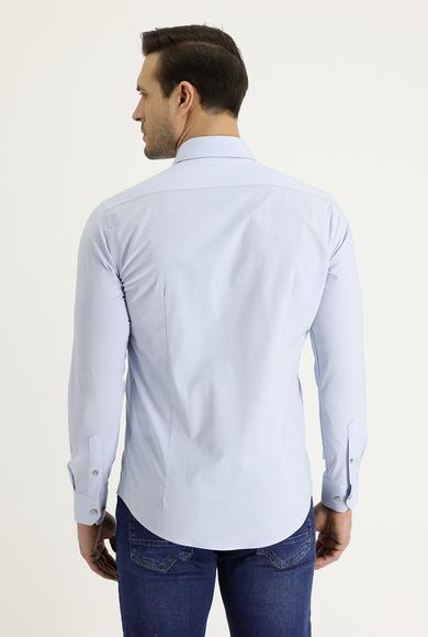 Erkek Giyim - AÇIK MAVİ XS Beden Uzun Kol Desenli Gömlek