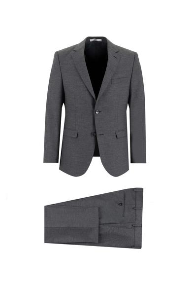 Erkek Giyim - KOYU FÜME 48 Beden Yünlü Klasik Takım Elbise