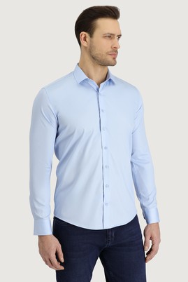 Erkek Giyim - UÇUK MAVİ XL Beden Uzun Kol Slim Fit Non Iron Gömlek