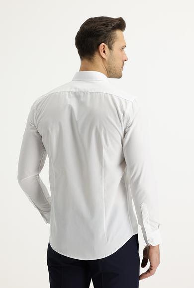 Erkek Giyim - BEYAZ L Beden Uzun Kol Slim Fit Klasik Gömlek