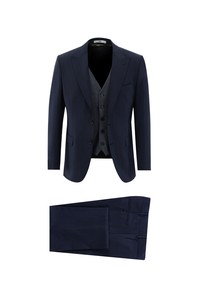 Erkek Giyim - Slim Fit Yünlü Kombinli Takım Elbise