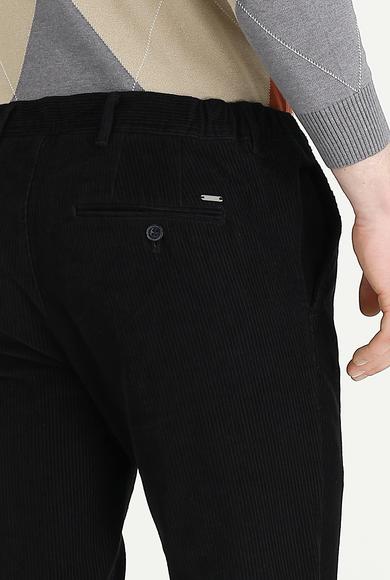 Erkek Giyim - SİYAH 54 Beden Slim Fit Kadife Spor Pantolon