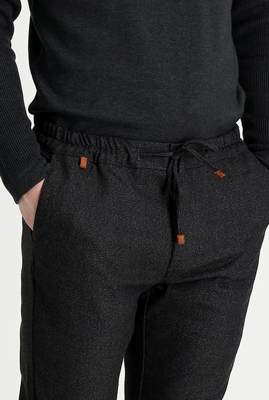Erkek Giyim - ORTA KAHVE 50 Beden Slim Fit Beli Lastikli İpli Spor Pantolon