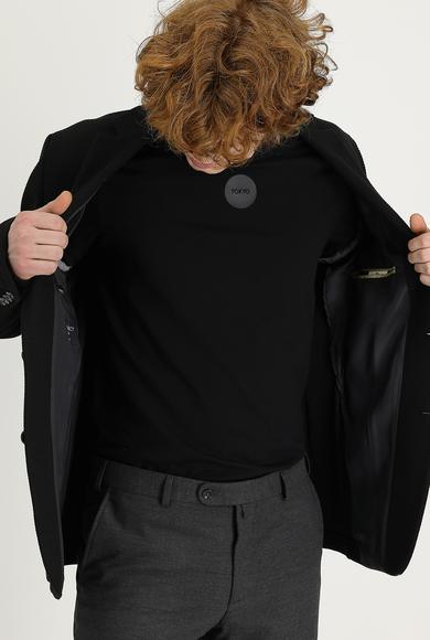 Erkek Giyim - SİYAH 44 Beden Süper Slim Fit Kuşgözü Spor Ceket