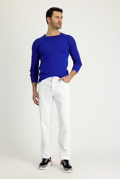 Erkek Giyim - BEYAZ 50 Beden Regular Fit Kanvas / Chino Pantolon