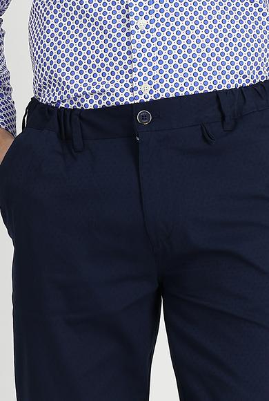 Erkek Giyim - ORTA LACİVERT 58 Beden Slim Fit Desenli Spor Pantolon