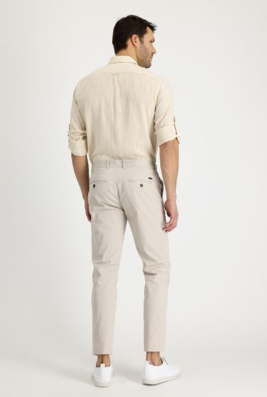 Erkek Giyim - KREM 54 Beden Slim Fit Desenli Spor Pantolon