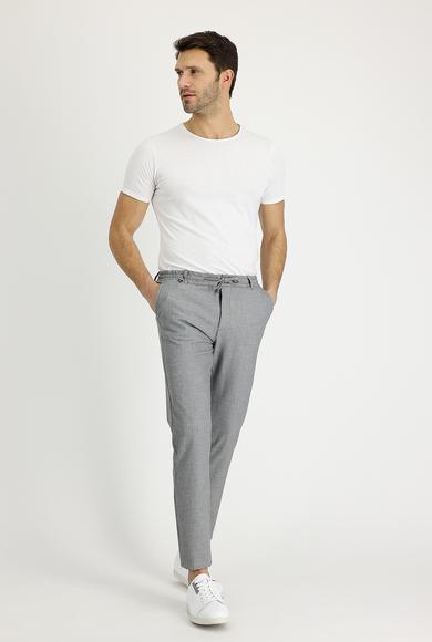 Erkek Giyim - SİYAH 48 Beden Slim Fit Beli Lastikli İpli Spor Pantolon
