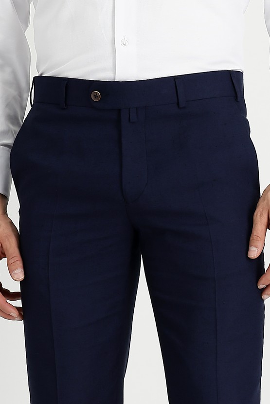 Erkek Giyim - Slim Fit Klasik Keten Pantolon