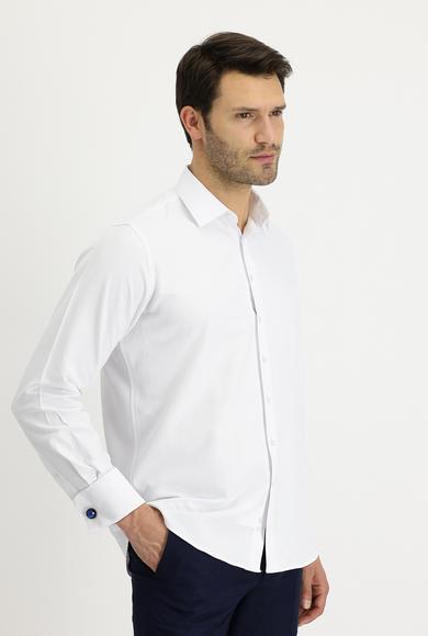 Erkek Giyim - BEYAZ L Beden Uzun Kol Manşetli Klasik Gömlek