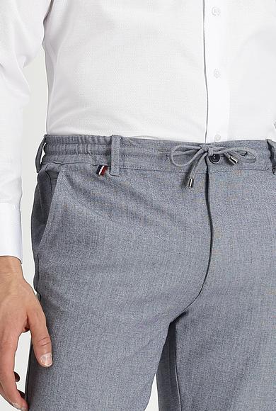 Erkek Giyim - ORTA LACİVERT 52 Beden Slim Fit Beli Lastikli İpli Spor Pantolon