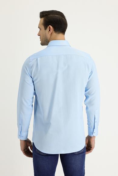 Erkek Giyim - UÇUK MAVİ M Beden Uzun Kol Desenli Klasik Gömlek