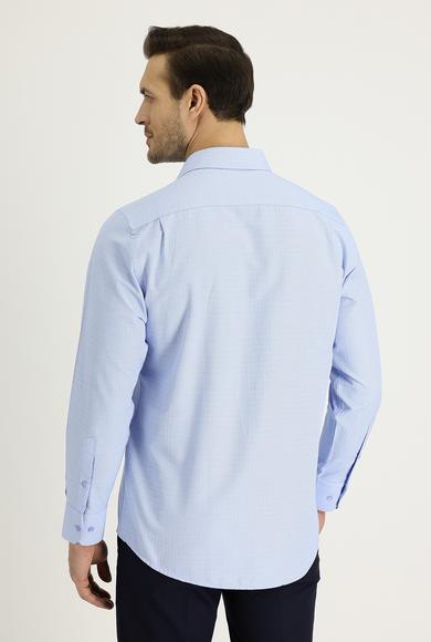 Erkek Giyim - AÇIK MAVİ M Beden Uzun Kol Desenli Klasik Gömlek