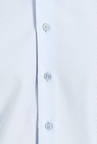 Erkek Giyim - UÇUK MAVİ M Beden Uzun Kol Slim Fit Desenli Klasik Gömlek
