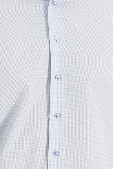 Erkek Giyim - UÇUK MAVİ S Beden Uzun Kol Slim Fit Klasik Desenli Gömlek