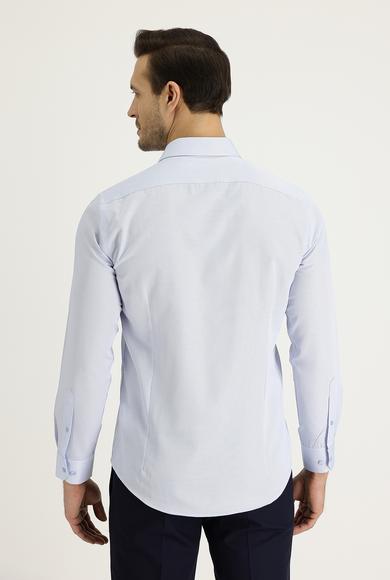 Erkek Giyim - UÇUK MAVİ S Beden Uzun Kol Slim Fit Klasik Desenli Gömlek