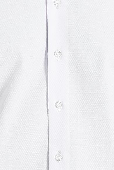 Erkek Giyim - BEYAZ XL Beden Uzun Kol Slim Fit Klasik Desenli Gömlek