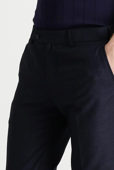 Erkek Giyim - KOYU LACİVERT 48 Beden Süper Slim Fit Klasik Desenli Pantolon