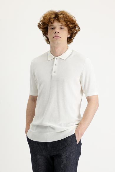 Erkek Giyim - EKRU XL Beden Polo Yaka Slim Fit Tişört