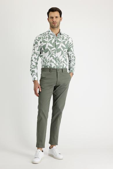 Erkek Giyim - ORTA HAKİ 52 Beden Slim Fit Kanvas / Chino Pantolon