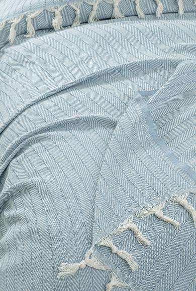 Erkek Giyim - AQUA MAVİSİ  Beden Çizgi Desenli Yatak Örtüsü