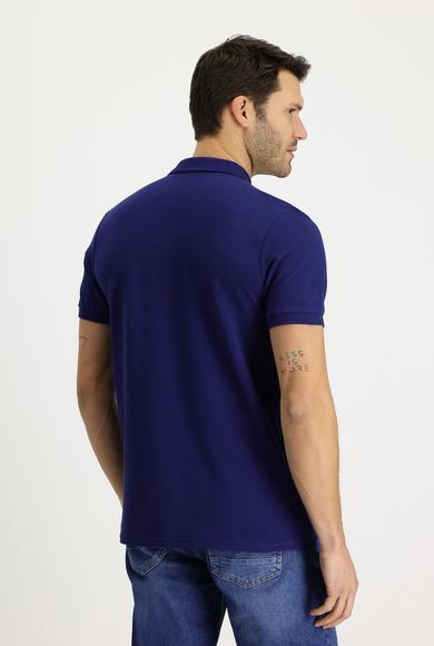 Erkek Giyim - ORTA LACİVERT L Beden Polo Yaka Regular Fit Tişört