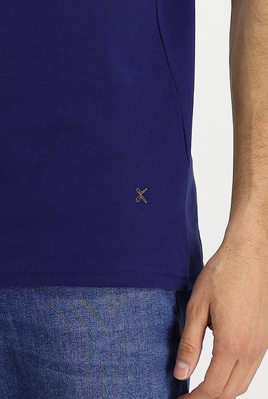 Erkek Giyim - ORTA LACİVERT L Beden Polo Yaka Regular Fit Tişört
