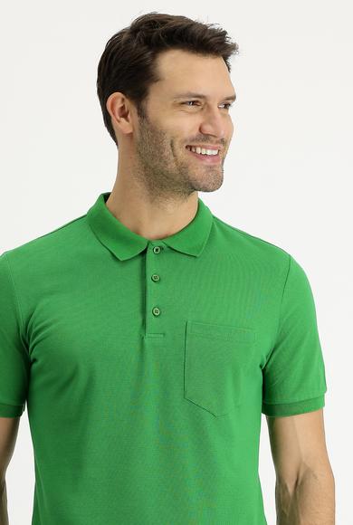 Erkek Giyim - ÇİMEN YEŞİLİ L Beden Polo Yaka Regular Fit Tişört