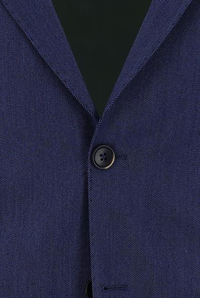 Erkek Giyim - KOYU MAVİ 52 Beden Regular Fit Desenli Ceket