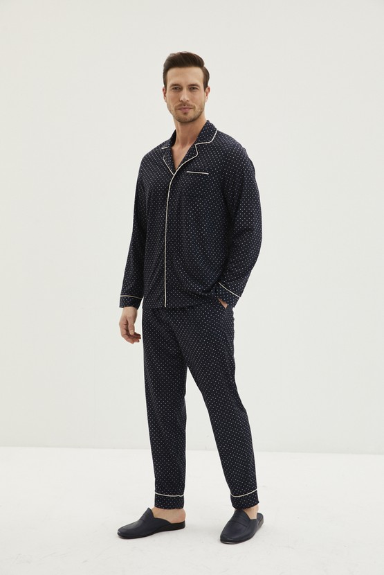 Erkek Giyim - Bebe Yaka Baskılı 2'li Pijama Takımı