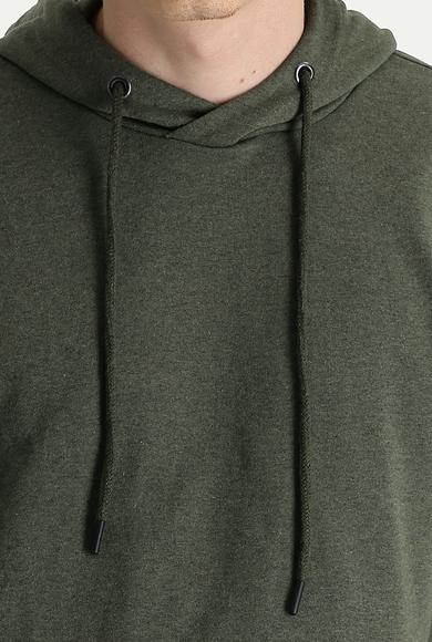Erkek Giyim - ORTA HAKİ 3X Beden Kapüşonlu Oversize Sweatshirt