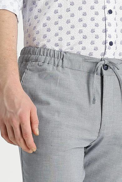 Erkek Giyim - KOYU MAVİ 58 Beden Slim Fit Beli Lastikli İpli Spor Pantolon