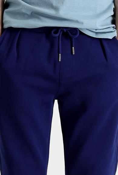 Erkek Giyim - ORTA LACİVERT 56 Beden Slim Fit Beli Lastikli İpli Spor Pantolon