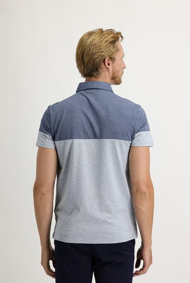 Erkek Giyim - ORTA GRİ L Beden Polo Yaka Regular Fit Desenli Tişört