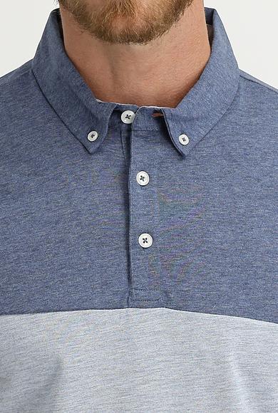 Erkek Giyim - ORTA GRİ XXL Beden Polo Yaka Regular Fit Desenli Tişört