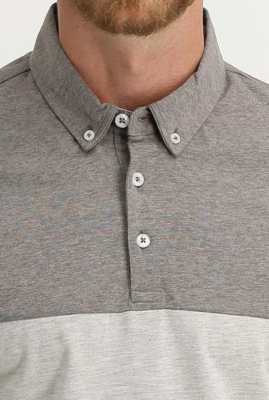 Erkek Giyim - AÇIK KAHVE M Beden Polo Yaka Regular Fit Desenli Tişört