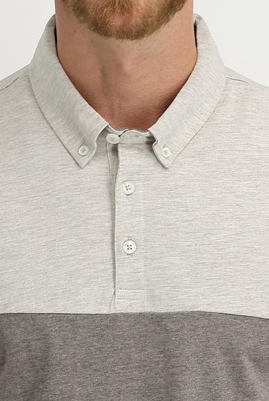 Erkek Giyim - KOYU KAHVE XL Beden Polo Yaka Regular Fit Desenli Tişört