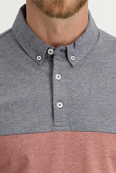 Erkek Giyim - AÇIK BORDO M Beden Polo Yaka Regular Fit Desenli Tişört