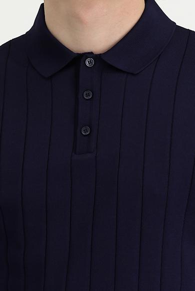 Erkek Giyim - KOYU LACİVERT XL Beden Polo Yaka Slim Fit Tişört